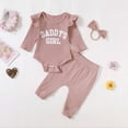 thumbnail image 2 of TOWED22 Infant Baby Girl Clothes 3 Pcs Outfits Fall Winter Long Sleeve Crew Neck Graphic Print Bodysuit Romper Flare Pants Headband Set(Red,0-3 M), 2 of 7