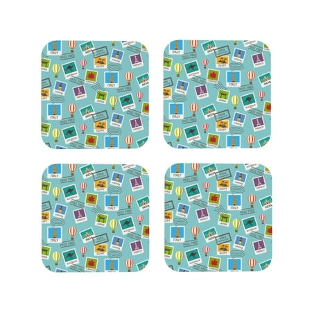 

Tideii World Travel1 for Leather Coasters 4 Pieces Anti-fouling and Anti-scalding Decorative Coasters Suitable for Restaurants Kitchens Coffee Shops-Square