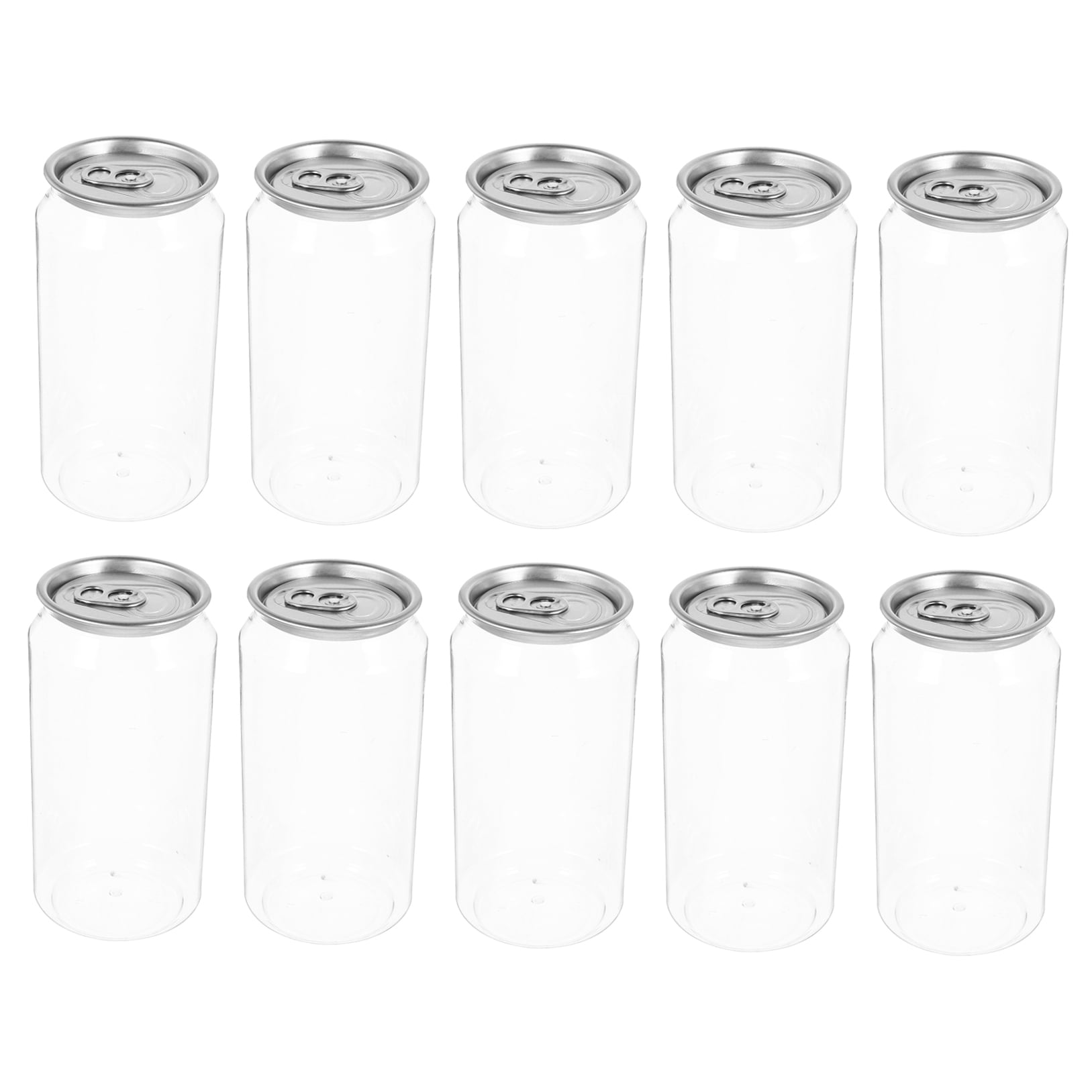 MLINS 10pcs Transparent Can Juice Bottles with Aluminum Cap Portable Leakproof Beverage Containers for Travel Parties and Home Use 400ml