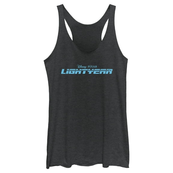 Women's Lightyear Blue Logo Racerback Tank Top Black Heather Medium