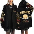 thumbnail image 1 of Sudadera con capucha y cremallera con estampado de tendencia StrayKids Felix, 1 of 1