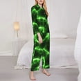 thumbnail image 4 of Kll Green Lightning Print Women'S Long Sleeve Pajamas With Pants Sleepwear Loungewear 2 Set-Xx-Large, 4 of 9