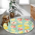 thumbnail image 3 of Summer Fruit Round Area Rug 3.3Ft Washable Circle Rugs for Dining Room Table, Spring Botanical Lemon Peach Green Non-Slip Carpet Floor Mats Indoor Outdoor Carpet Runner Aesthetic Home Decor, 3 of 8