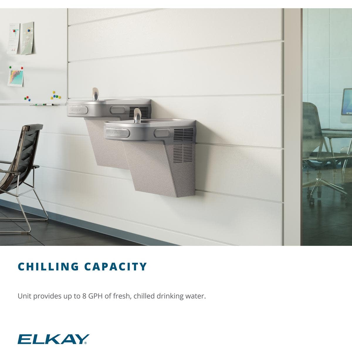 Elkay LZSTL8LC Filtered Wall Mount Bi - Level Ada Cooler 20.88 X 20 X 33.75 In.