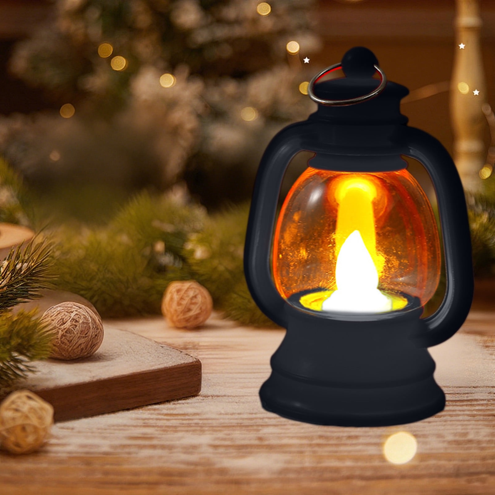 Deco noel exterieur,5 Pièces Lanternes Décoration Noël Personnalisée, Lanterne LED Noël Suspendue, Lampe à Bougie Deco Noel Interieur Extérieure avec Arbre Père Noël Elk Bonhomme Neige,Lumière Blanc C