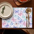 thumbnail image 5 of Artistic Butterfly Heat Resistant Flax Table Mats with Colorful Tropical Floral Pattern, Wrinkle Free Machine Washable Place Mats for Dining Table, Cute Aesthetic Design for Butterfly Lover, Set of 4, 5 of 6