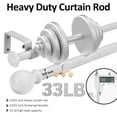 thumbnail image 2 of Ridicili 5/8" Telescoping Double Curtain Rods with Reticulated Ball Finials, White, 84"-120", 5/8 Inches Front and 1/2 Inches Back Double Window Drapery Rod, 2 of 6