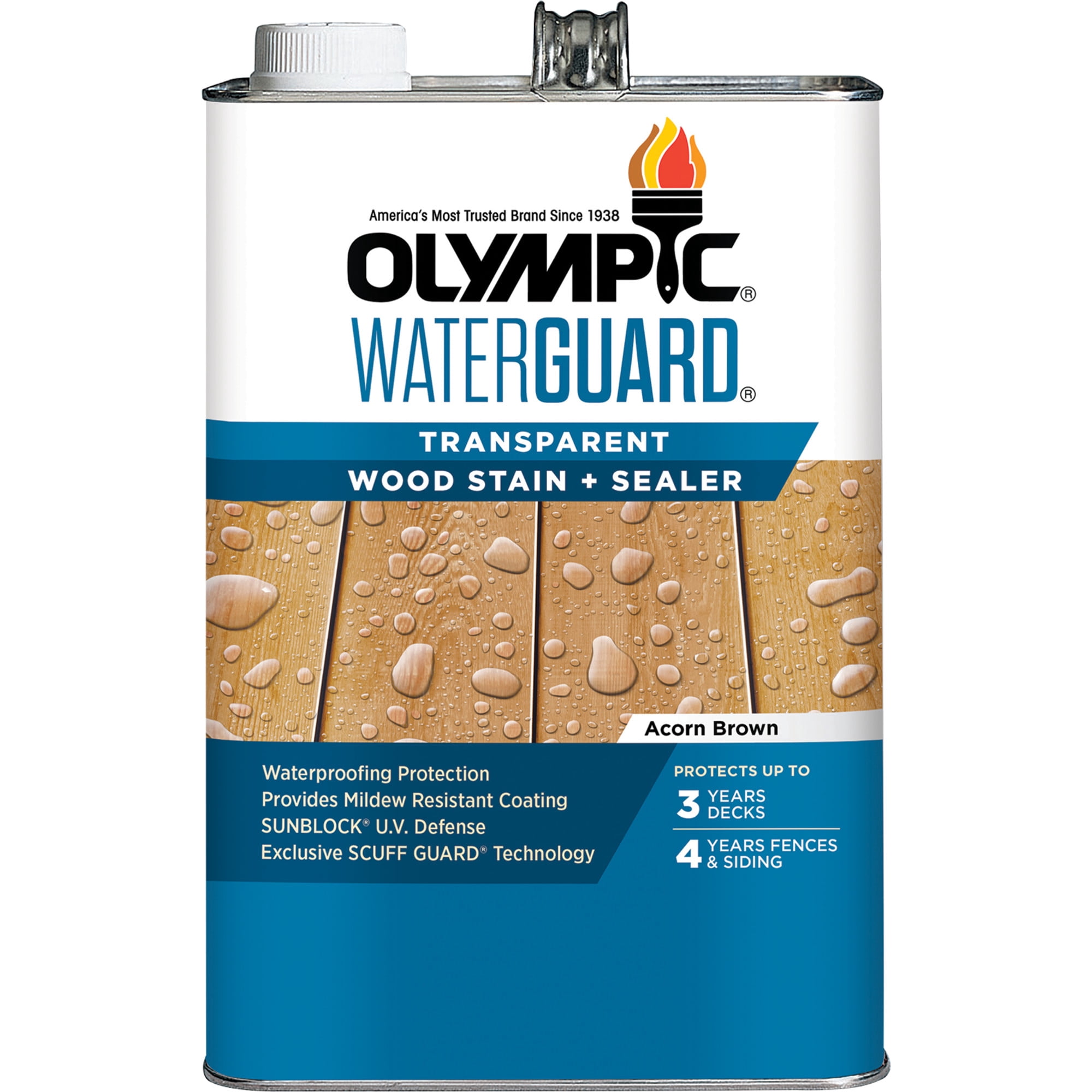 Olympic WaterGuard 1 Gallon Acorn Brown Transparent Wood Stain and Sealer