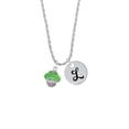 thumbnail image 2 of Delight Jewelry Silvertone Lime Green Center Spinner Silvertone Script Initial Disc - L - Charm Necklace, 20"+3", 2 of 4