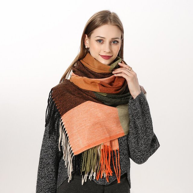 Bufanda a cuadros de lujo para mujer, chal largo de Cachemira cálido para invierno, Foulard de Pashmina, borla, diseño 2022 Fivean unisex