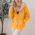 thumbnail image 3 of Dwralegc Fleece Lined Hoodie Women Thick Zip Up Sherpa Lined Hoodie Thermal Long Sleeve Clothing Hooded Winter Hoodies with Pockets Yellow M, 3 of 5
