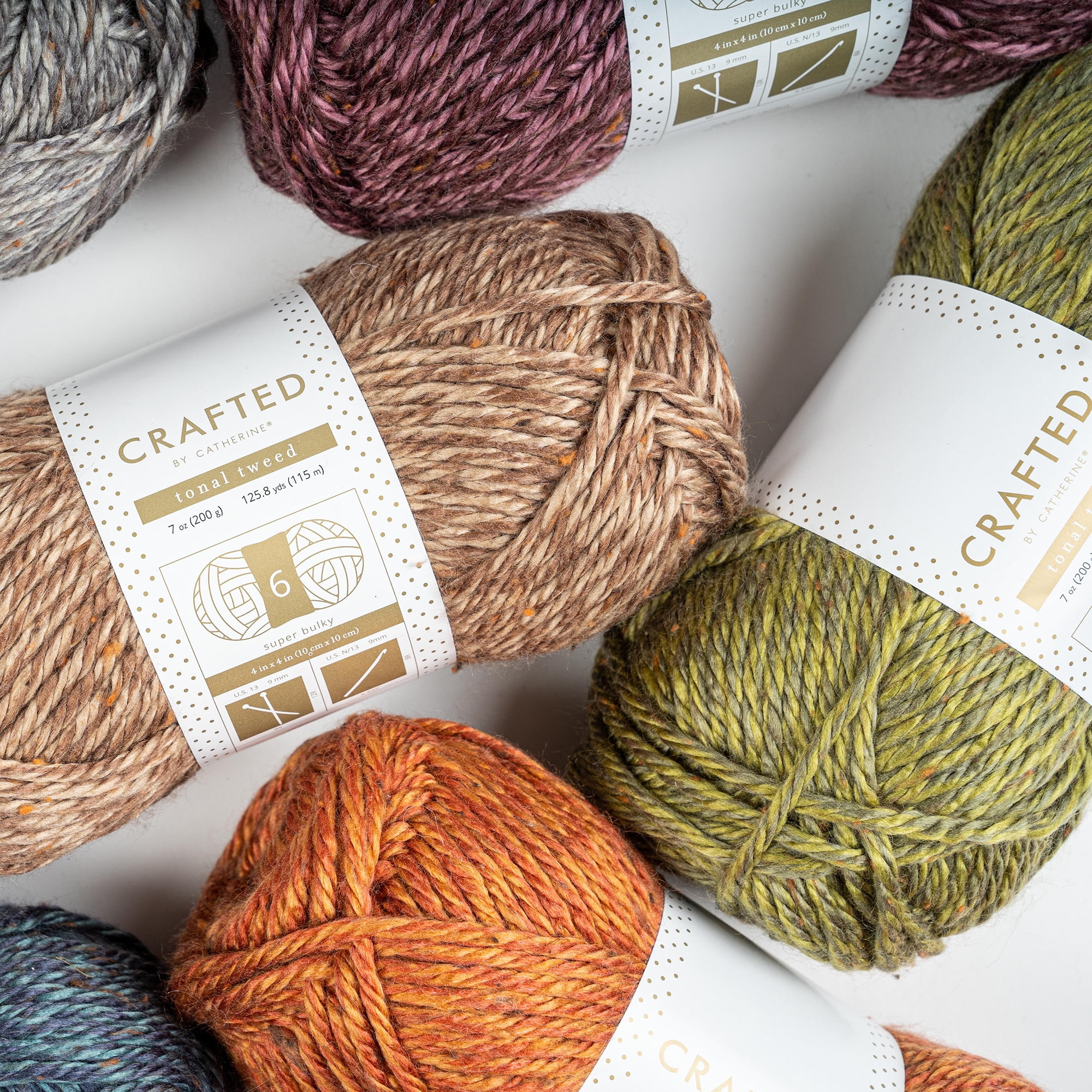Crafted by Catherine Plum Tonal Tweed Super Bulky Yarn, 125 yards, 7oz/200g (2 Pack)