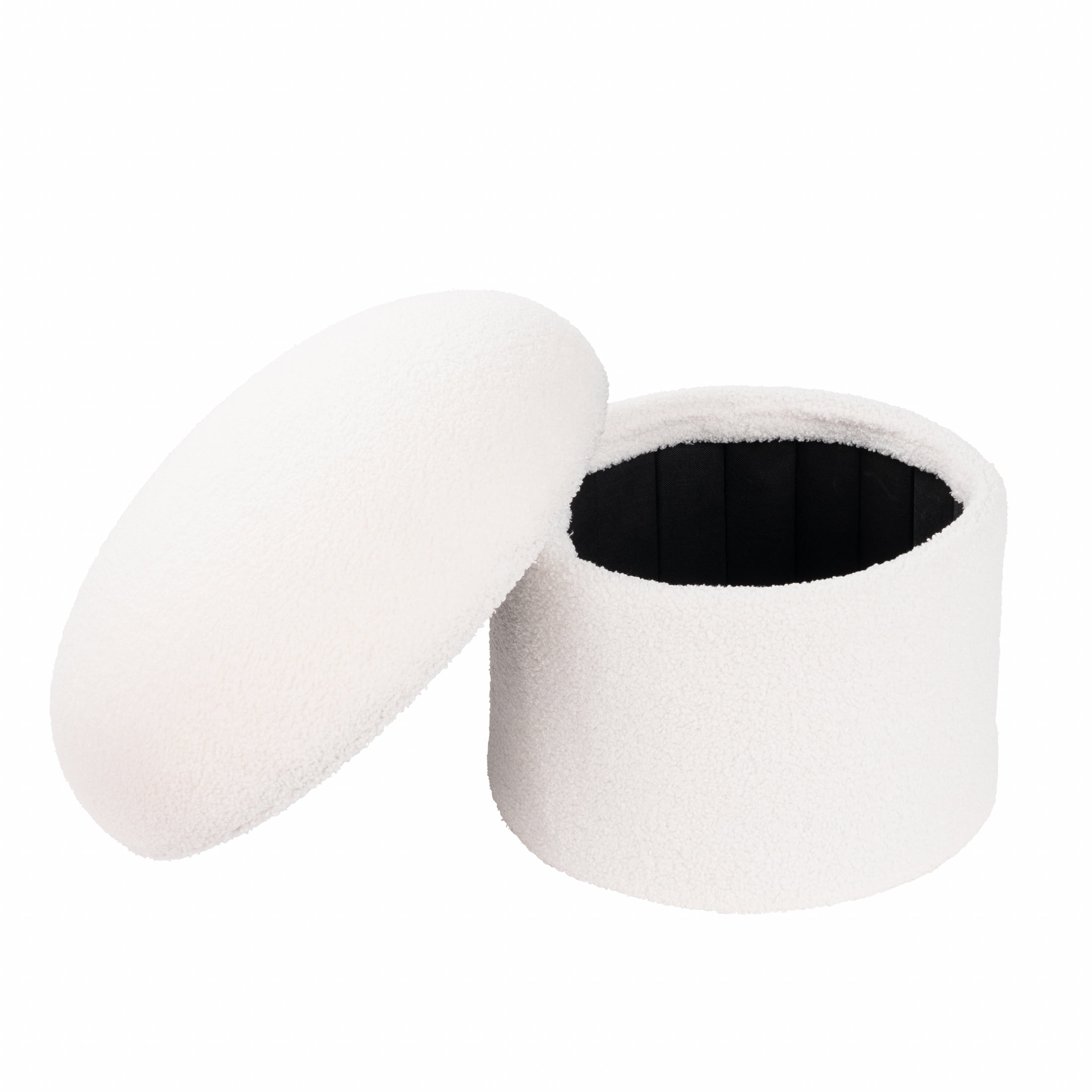 Mainstays Boucle Mushroom Upholstered Storage Ottoman, Cream