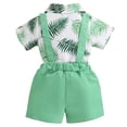 thumbnail image 4 of Karoyedx Baptism Outfits for Boys Baby Boys Formal Suit Set Short Sleeve and Suspender Shorts Pants Outfits Toddler Clothes Green Size,3-6 Months, 4 of 7