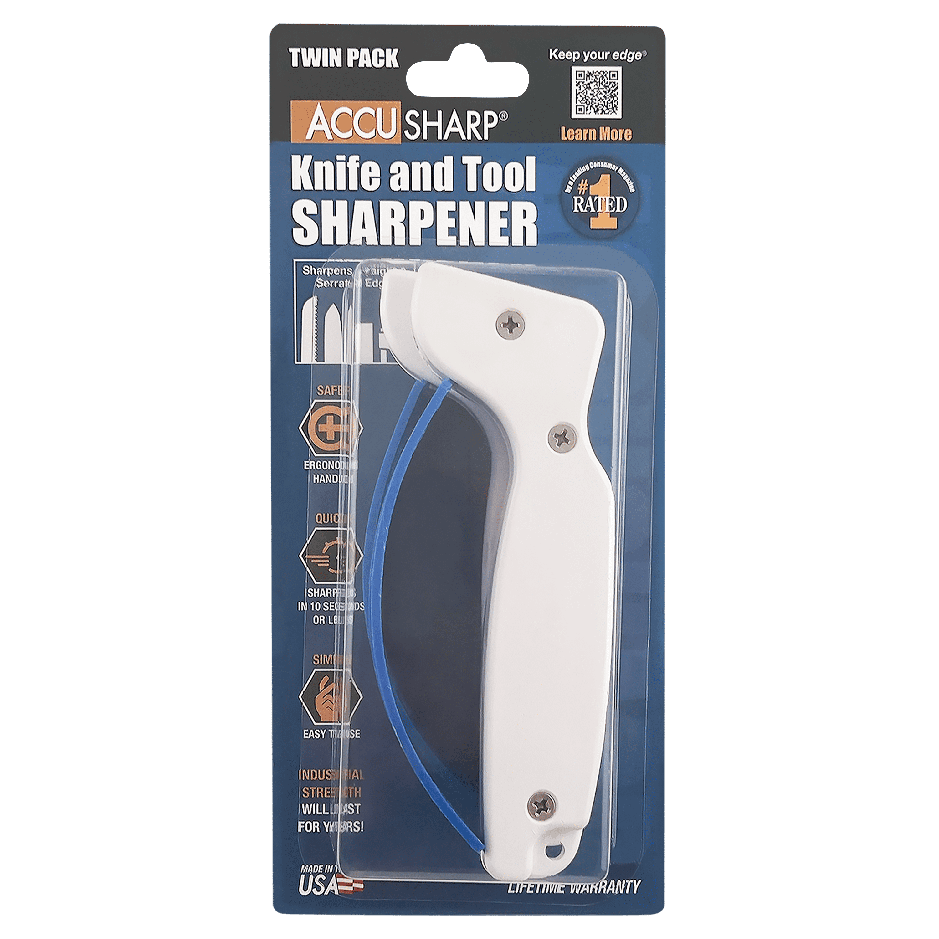 AccuSharp 066C Large White & Blue Knife & Tool Sharpener, 2 Count