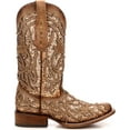 thumbnail image 3 of Corral Boots Womens Glitter Tooled Inlay Square Toe Cowboy  Tall Boots, 3 of 7