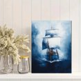 thumbnail image 2 of Qisvanset 12x16 Inch 2D Flat Framed Canvas Art, Whale Pirate Ship Watercolor Nautical Nursery Home Wall Art Decor, 2 of 5