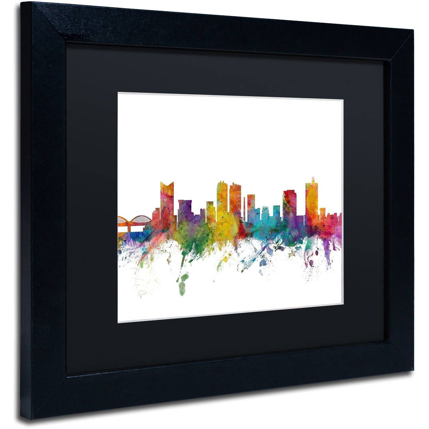 Trademark Fine Art 'Fort Worth Texas Skyline' Canvas Art by Michael Tompsett, Black Matte, Black Frame