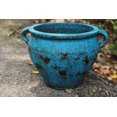 thumbnail image 6 of Egyptian Era Designed Earthen Ware Terra-Cotta Vessel/Planter with Looped Handles. Distressed blue, 6 of 6