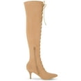 thumbnail image 3 of BLISSFUL STEP Women's Lace Up Stiletto Heel Over the Knee High Boots, 3 of 7
