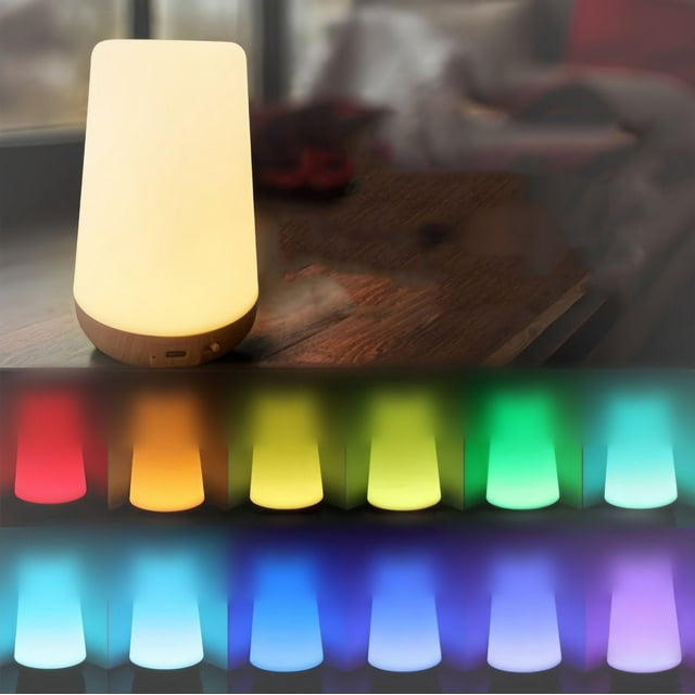 Meitianfacai Bedside Table Lamp Portable Lamp For Bedroom Kid Room Nursery LED Night Lamp 13 Color Changing RGB Night Light USB Rechargeable