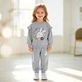 thumbnail image 2 of enyan Little Girls Fall Winter Outfit Size 1-8T Cotton Cute Print Long Sleeve Top and Pant Toddler Girl Clothes(Grey,9-12 Months), 2 of 6