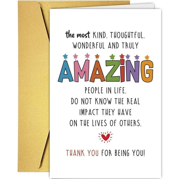 Thank You Card for Amazing People – Colorful Design with Heartfelt Message – Blank Inside, Envelope Included – Perfect for Appreciation, Gratitude, and Kind Gestures