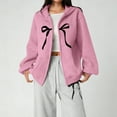 thumbnail image 2 of FINALGANG Girls Kids Zip Up Hoodie With Bow Print Casual Oversized Long Sleeve Sweatshirt With Front Pockets For Daily Wear Cozy Top, 2 of 5