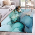 thumbnail image 3 of Marble Texture Area&nbsp;Rug 2.7x5ft Teal Gold Abstract Curves Impressionist Non-Slip&nbsp;Washable Square&nbsp;Rugs Soft Felt Indoor Floor Mat for Bedroom Kitchen Living Room Bathroom, 3 of 9