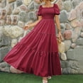 thumbnail image 2 of GDREDA 2024 Robe Maxi Bohème à Fleurs pour Femmes, Design Portefeuille avec Ourlet à Volants et Ceinture Ajustable, Robe Décontractée Fluide Évasée Rouge,G, 2 of 5