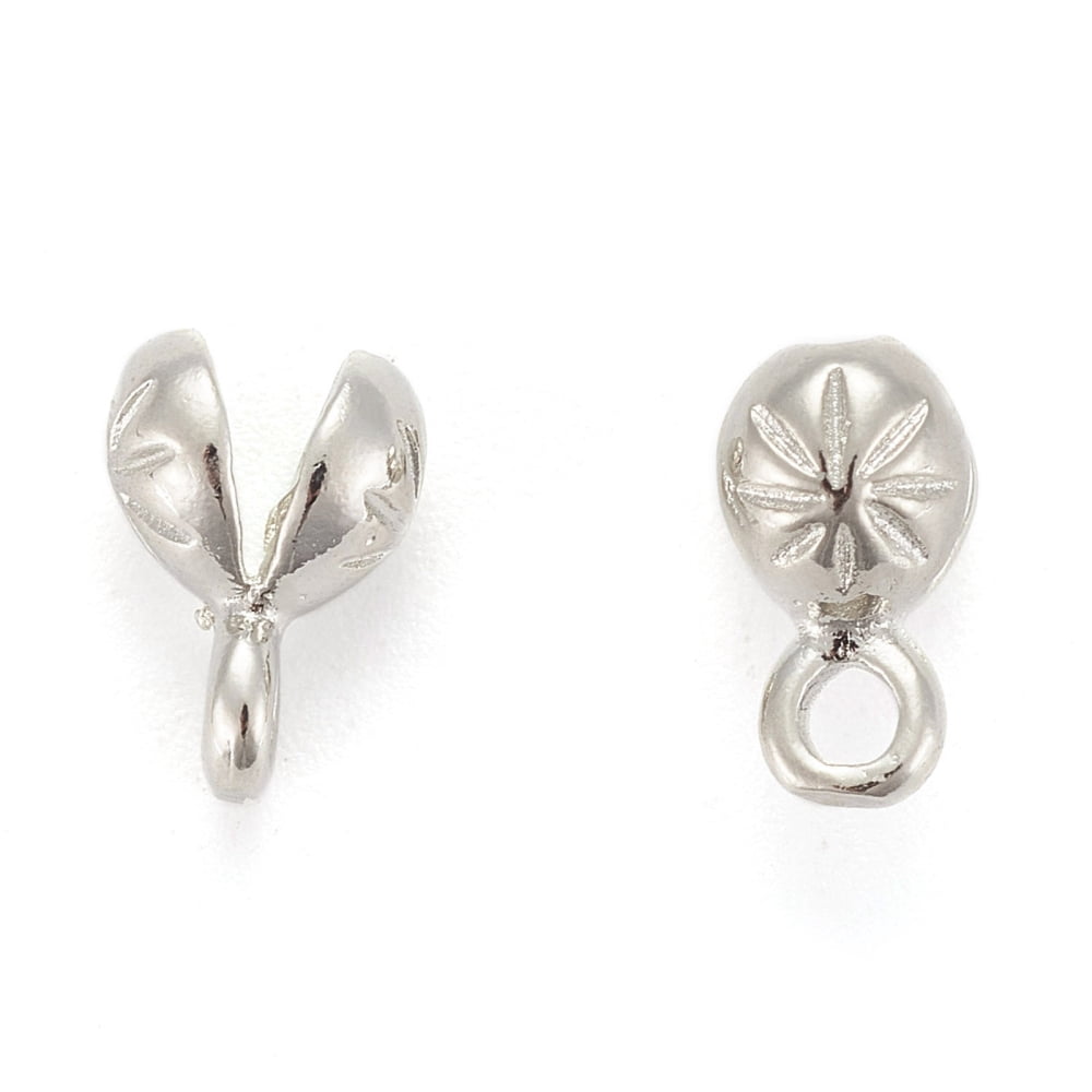 Brass Bead Tips Calotte Ends Clamshell Knot Cover Platinum 8.5x4x4.5mm Hole: 1mm