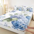thumbnail image 3 of Homewish Rustic Hydrangea Queen Sheet Sets,Country Plant Flat Sheet,Blue Green White Queen Fitted Sheet For Girls Kids,Ultra Soft Home Decor,4pcs, 3 of 7