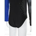 thumbnail image 5 of iiniim Gymnastics Leotards for Girls Rhinestone Figure Skating Long Sleeve Ballet Bodysuit Dancewear A Blue 14, 5 of 7