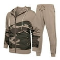 thumbnail image 3 of VBTAPA Men's Camo Tracksuit 2 Piece Hooded Athletic Sweatsuits Long Sleeve Full Zip Hoodie and Matching Pants Set Casual Jogging Sport Suit with Pockets Khaki S, 3 of 8