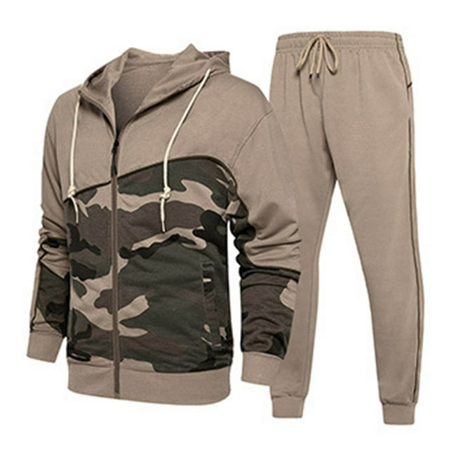 QIPOPIQ Men's Hooded Athletic Tracksuit Casual Full Zip Jogging SweatSuits Clearance