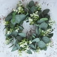 thumbnail image 5 of CoreLiving Small Eucalyptus Wreath 12 Inch, Green Fabric Eucalyptus Leaves Wreath, Farmhouse Indoor Home Decor Wreaths, Small Wreaths for Indoor Wall Window Door Decor Year Round Greenery Wreath, 5 of 9