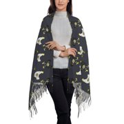 Rateoe Cartoon Rooster Women's Traditional Scarf Wrap Tassel Shawl Fringes Neck Head Shawl Retro Scarf