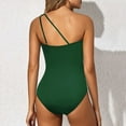 thumbnail image 4 of vigerkar One Shoulder One Piece Swimsuit for Women Tummy Control Bathing Suits Modest Full Coverage Keyhole Swimwear Green, M, 4 of 7