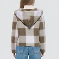 thumbnail image 3 of UQJfacai Girls Fleece Jacket Sherpa Plaid Long Sleeve Winter Coat Kids Fall Casual Open Front Hooded Cardigan Outerwear 2-8 Years, 3 of 7