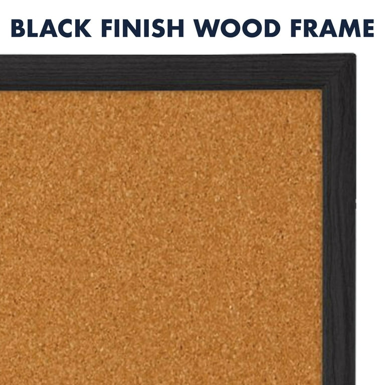 Quartet Cork Bulletin Board, 24" x 36", Black Frame