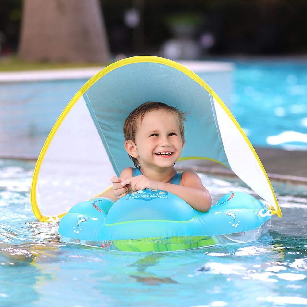Baby Swimming Rings with Canopy Inflatable Float Pool Bathtub Summer Toys 