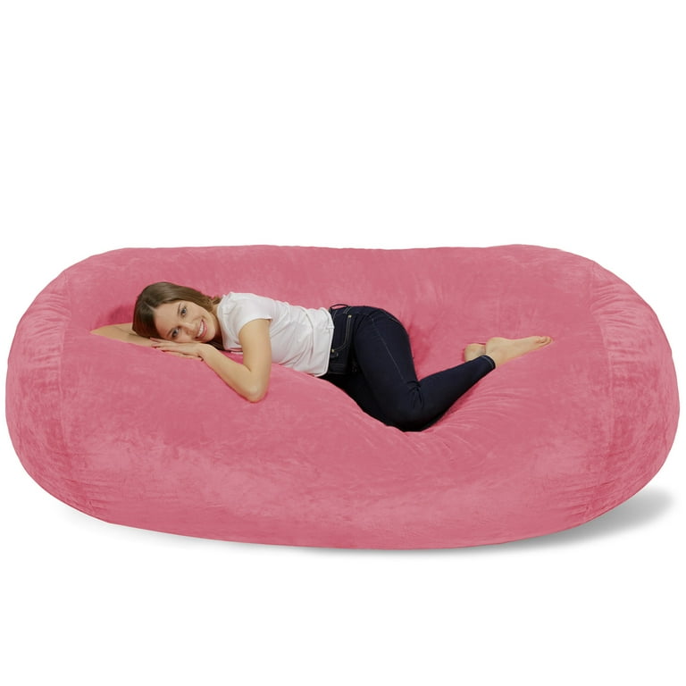 チルサック(Chill Sack) ビーズクッション　ピンク Chill Sack Bean Bag Chair, Memory Foam Lounger with Ultra Fur