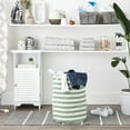 thumbnail image 4 of Design Imports DII PE-Coated Coton Polyester Panier à Linge Rayé Artichaut Vert Rond 13.5x13.5x20, 4 of 4