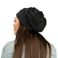 thumbnail image 5 of Lightweight Unisex Soft Slouchy Oversized Wrinkled Fleece Cuffless Beanie For Winter, Summer, Outdoor Wear (Black), 5 of 5