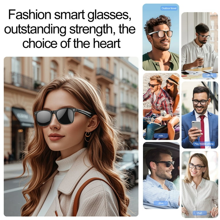 Wireless Bluetooth Smart Sunglasses With Open Ear Speakers - Voice Control, AI Translation, UV Protection