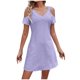thumbnail image 2 of ICHUANYI Clearance Women's V-neck Lace Off Shoulder Slim Short Sleeve Dress(Purple, L) ICHUANYI WER2023081016140, 2 of 3