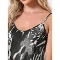 thumbnail image 5 of DARING DIVA Women's Satin Loungewear Leopard Print Cami Spaghetti Pajama Sets S Jet Black, 5 of 7