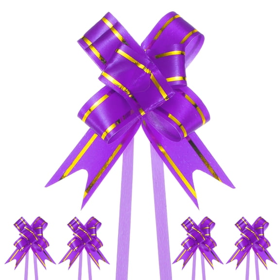 100pcs Ribbon Pull Bows 2.5 Inch Bows for Wedding Baskets Decorations, Purple