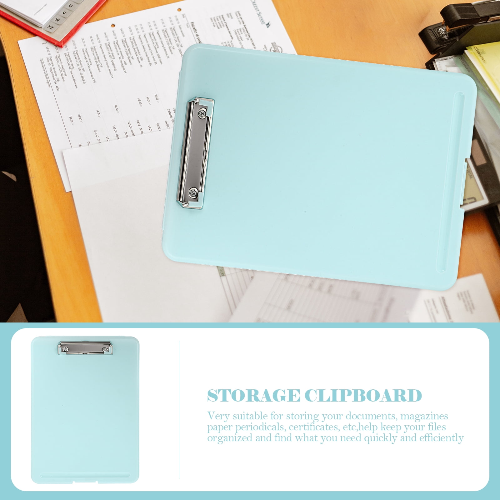 Supvox Office Clipboard Organizer Sky-blue Plastic for Office Workers 1Set