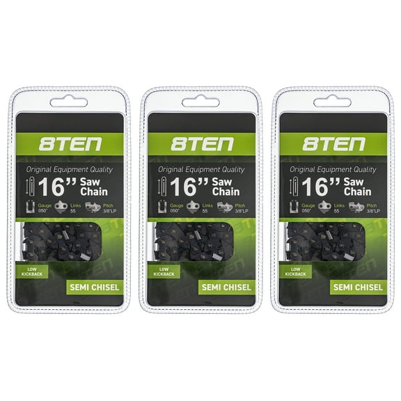 8TEN Chainsaw Chain 16 inch .050 .375 Pitch 55DL for Stihl 91VXL055G 3 Pack 810-CCC2245H